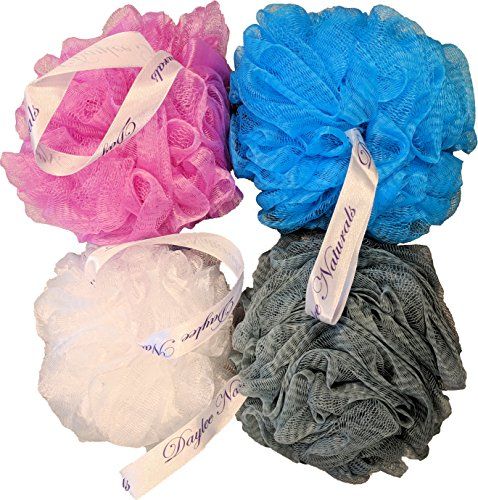 Daylee Naturals Large Eco Mesh Bath Pouf Sponge 4Piece Variety Pack