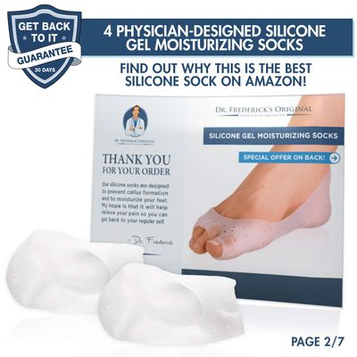 Dr. Frederick's Original Moisturizing Gel Socks - 4 Pieces - Prevents Dry Cracked Heels &amp; Cracked Feet - Day &amp; Night Socks - W4-10 | M5-8
