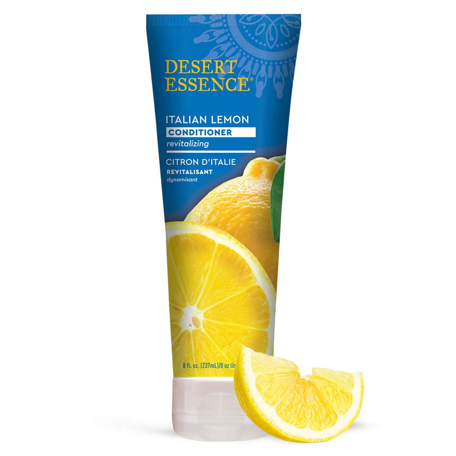 Desert Essence Italian Lemon Conditioner - 8 Fl Oz - Revitalizing Hair Detangler - Adds Volume - Shine - Strength - Scented - Certified Organic - Aloe Vera - Vitamin B5 - Cruelty Free - No Parabens