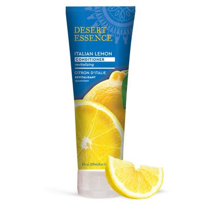 Desert Essence Italian Lemon Conditioner - 8 Fl Oz - Revitalizing Hair Detangler - Adds Volume - Shine - Strength - Scented - Certified Organic - Aloe Vera - Vitamin B5 - Cruelty Free - No Parabens