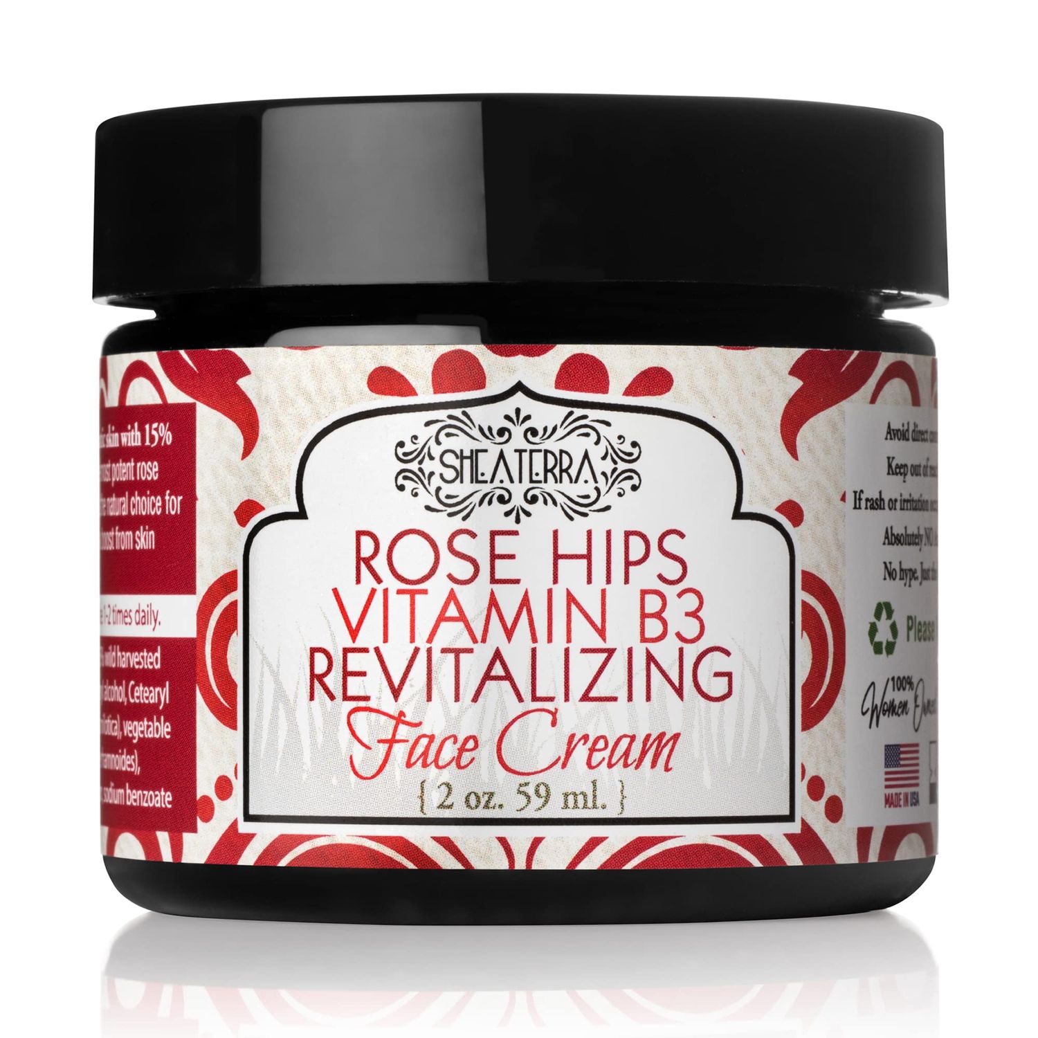 Shea Terra Organics Rose Hips Replenish Face Crme | Daily Moisturizer Spa Treatment | All Skin Types - 2 oz