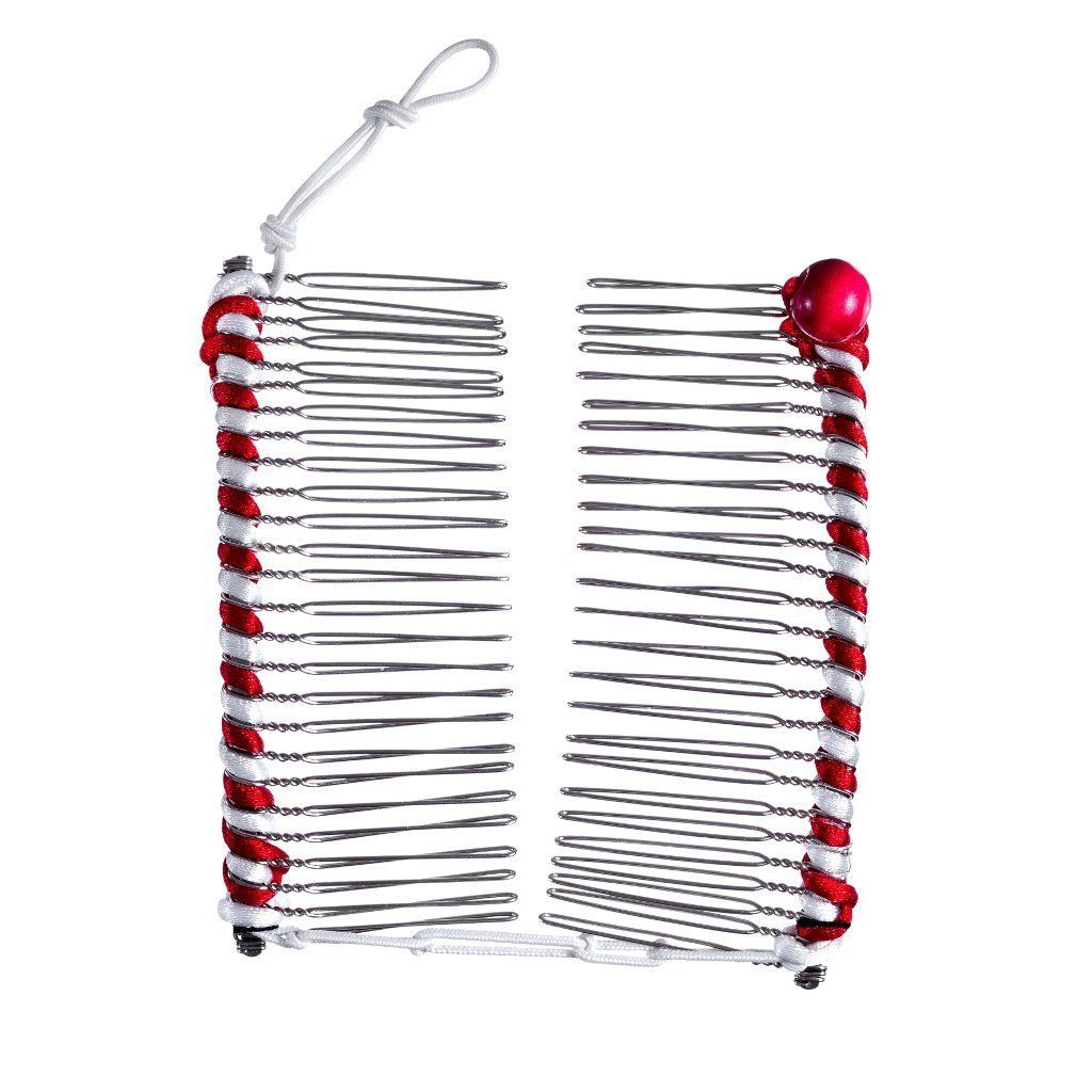 Stretch Banana Clip by HairZing - Double Comb for Thick, Curly, Kinky Hair - Put Your Hair Up in Seconds w/No Damage, Creases, or Pain (Candy Cane - Medium, Medium)