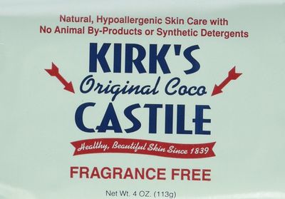 Kirk&#39;s Castile: Coco Castile Bar Soap, Fragrance Free 4 oz (2 pack)