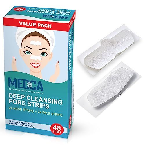 MEDca Deep Cleansing Blackhead Pore Strips - Pack of 48 Peel - Off Blackhead Remover and Pore Unclogging Strips for Nose and Face, Chin, Forehead &amp; Healthier Looking Skin