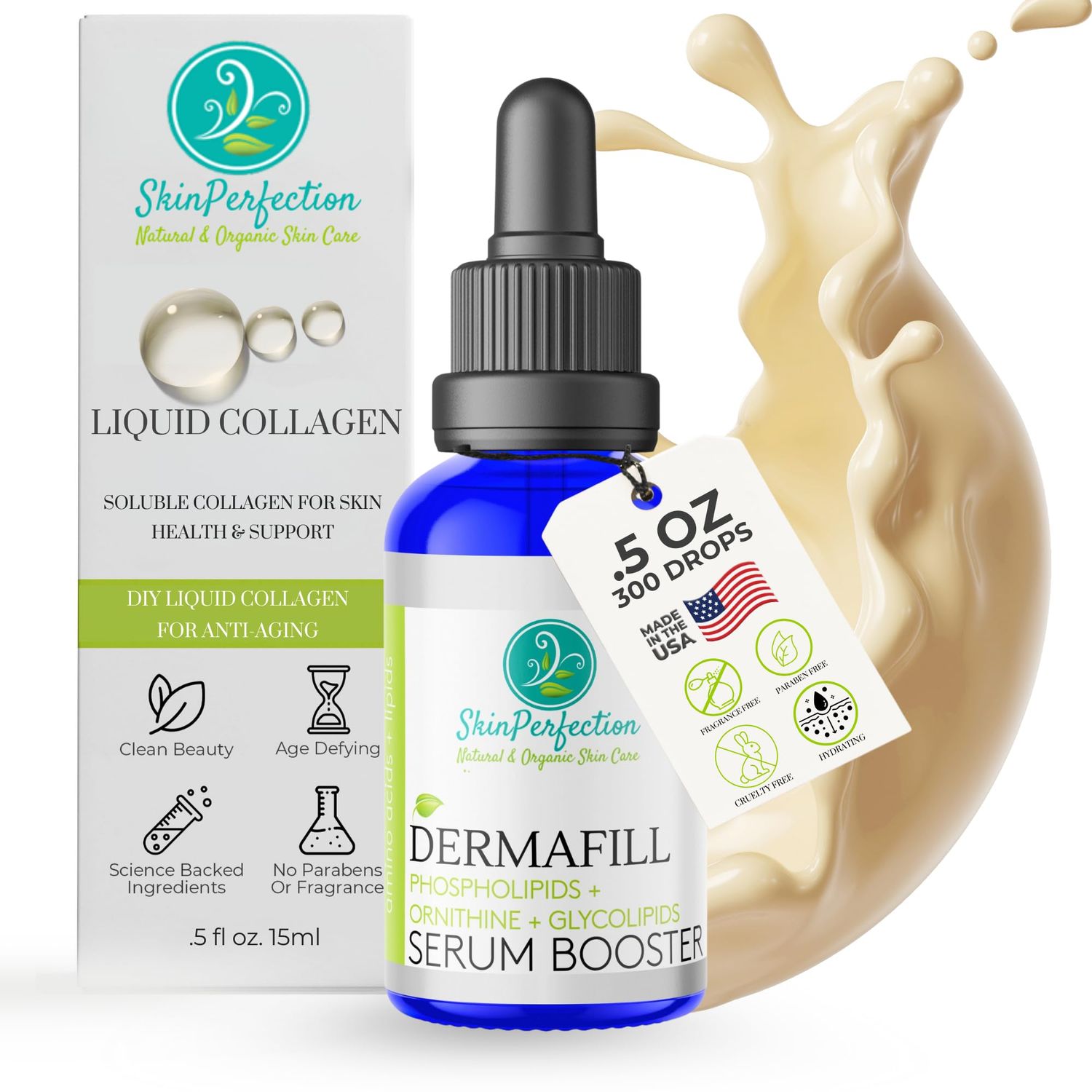 Skin Perfection Adipofill Wrinkle Filler - Anti Aging Serum with Patented L-ornithine Amino Acid for Plump Up Under-eye Hollowness &amp; Nasolabial Lines - Diy Face Serum for Women Mix with Any Skincare