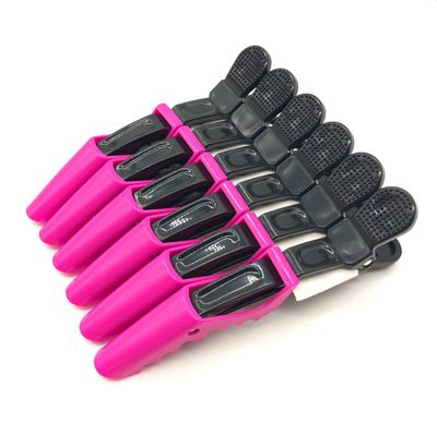BEINY 6PCS Plastic Crocodile Hair Styling Clips with Non Slip Grip - Double Colored Barrettes for Thick Hair - Salon Sectioning Alligator Clips - DIY Accessories Hairpins for Women Girls (Rose Red)