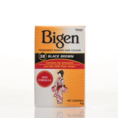 Bigen Permanent Powder Hair Color 58 Black Brown 1 ea (Pack of 4)