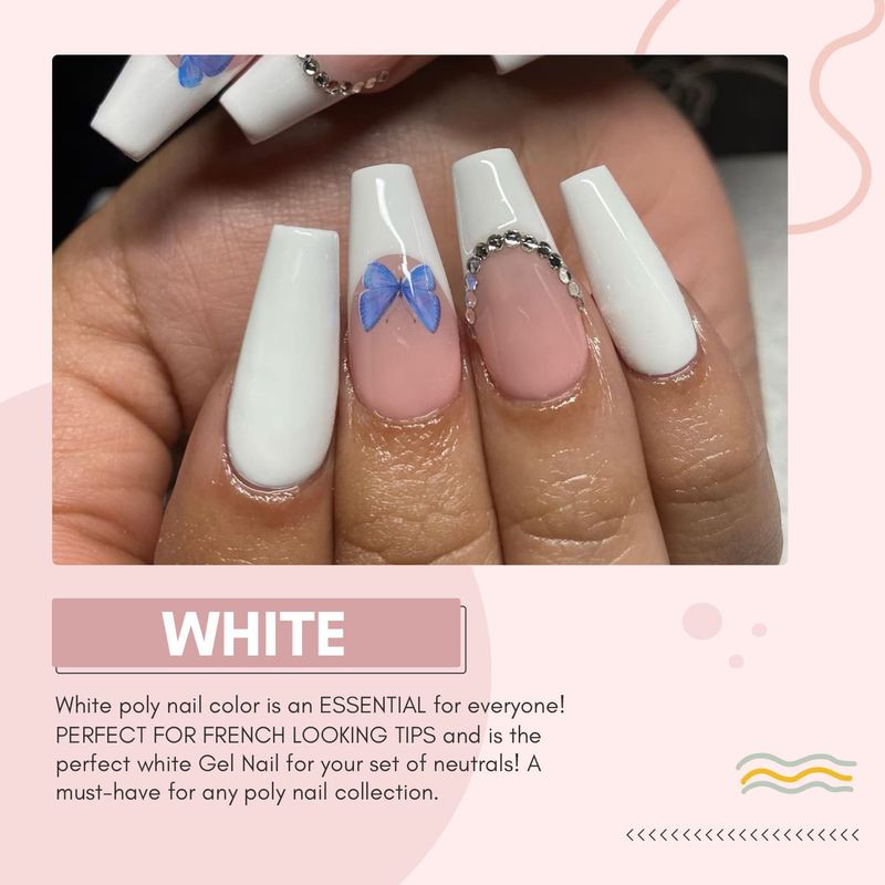 Makartt Poly Nail Gel,White,50ML,Nail Extension Gel for French Manicure Gel Builder Hard Gel for Nails Strengthener-Long-Lasting and Easy to Use Supplies for Salon Nail Art Design Easy DIY at Home