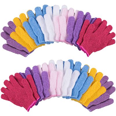 Duufin 28 Pcs Exfoliating Gloves Body Scrub Bath Gloves Exfoliator Body Wash Glove for Shower, Spa, Massage and Body Scrubs