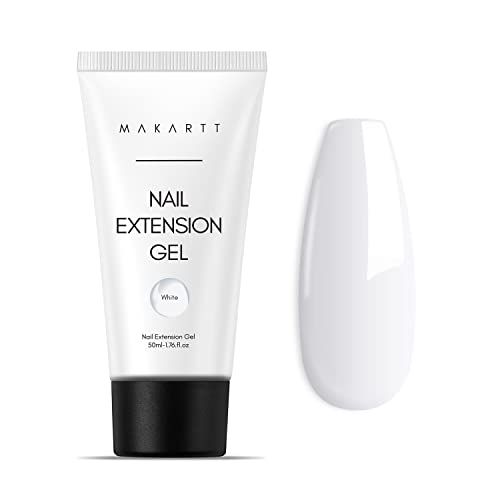 Makartt Poly Nail Gel,White,50ML,Nail Extension Gel for French Manicure Gel Builder Hard Gel for Nails Strengthener-Long-Lasting and Easy to Use Supplies for Salon Nail Art Design Easy DIY at Home