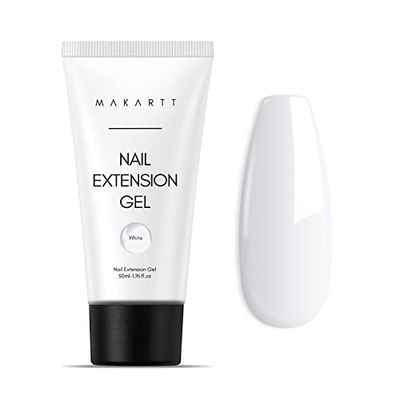 Makartt Poly Nail Gel,White,50ML,Nail Extension Gel for French Manicure Gel Builder Hard Gel for Nails Strengthener-Long-Lasting and Easy to Use Supplies for Salon Nail Art Design Easy DIY at Home