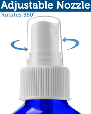 Sally's Organics 4oz Empty Blue Glass Spray Bottles - Small 4 oz Misters Great for Face Spritz, Essential Oils, Beauty Solutions, and Cleaning Sprayer - Portable Atomizer Spritzer - 2 Pack