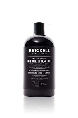 Brickell Men&#39;s Rapid Wash, Natural and Organic 3 in 1 Body Wash Gel for Men, 16 Ounce, Spicy Citrus Scent