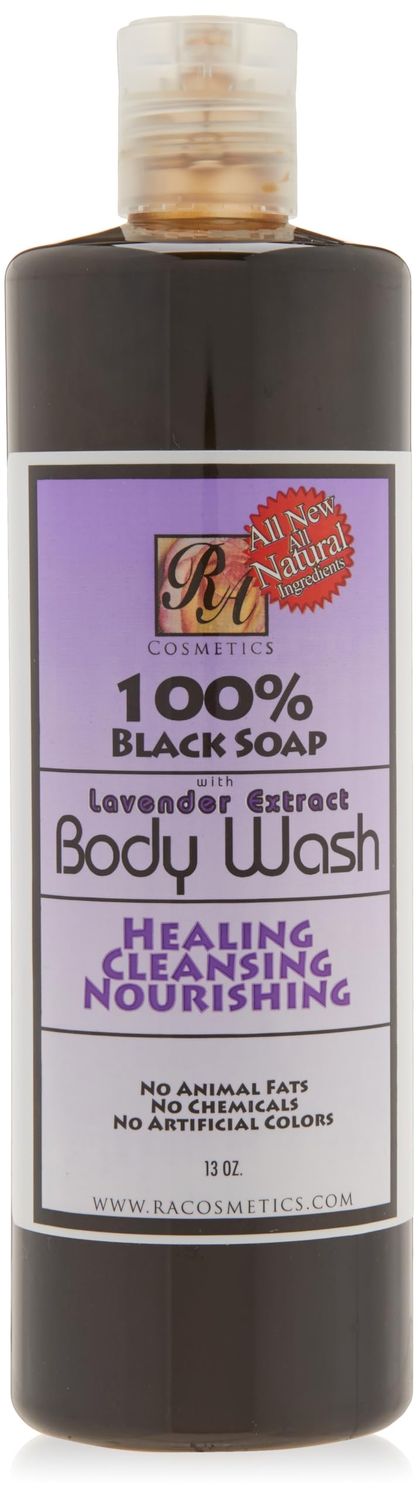 100% Black Soap Body Wash Lavender Scent 13 Fl Oz Ra Cosmetics