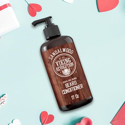 Viking Revolution Beard Conditioner w/Argan &amp; Jojoba Oils - Softens &amp; Strengthens - Sandalwood Scent - Beard Conditioner w/Beard Oil (17oz Conditioner)