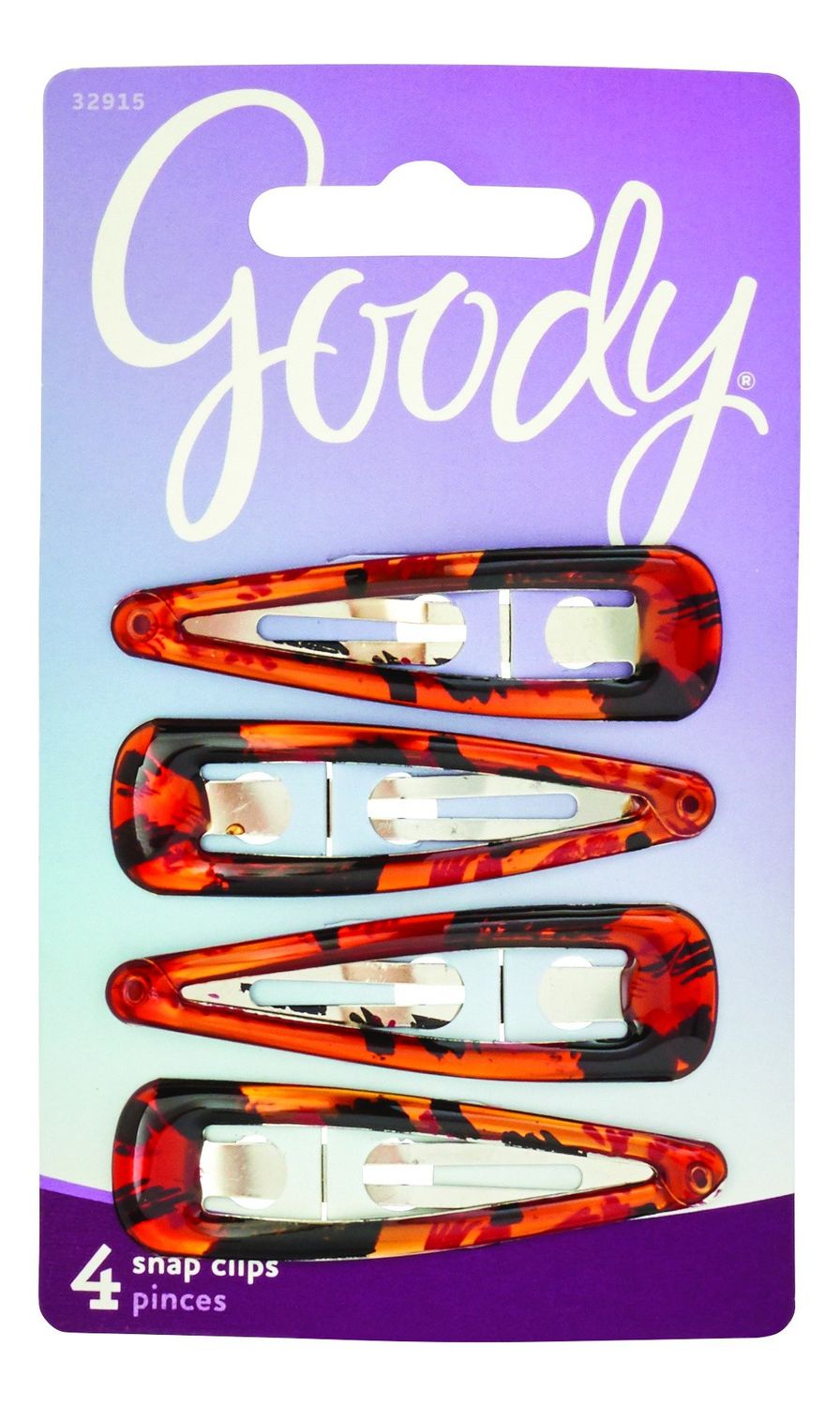 GOODY Women&#39;s Classic Shiny Tort Contour Clips, 4 Count