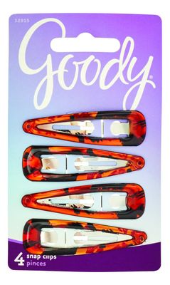 GOODY Women&#39;s Classic Shiny Tort Contour Clips, 4 Count