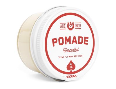 Ace High Unscented Pomade, Strong Hold, Natural Shine, Water Based, Hand Crafted, 4oz