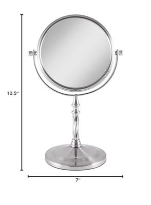 Zadro 7 W x 10" H Round Non-Lighted Makeup Mirror 5X 1X Magnifying Makeup Mirrors Rotating Head Makeup Mirror for Desk