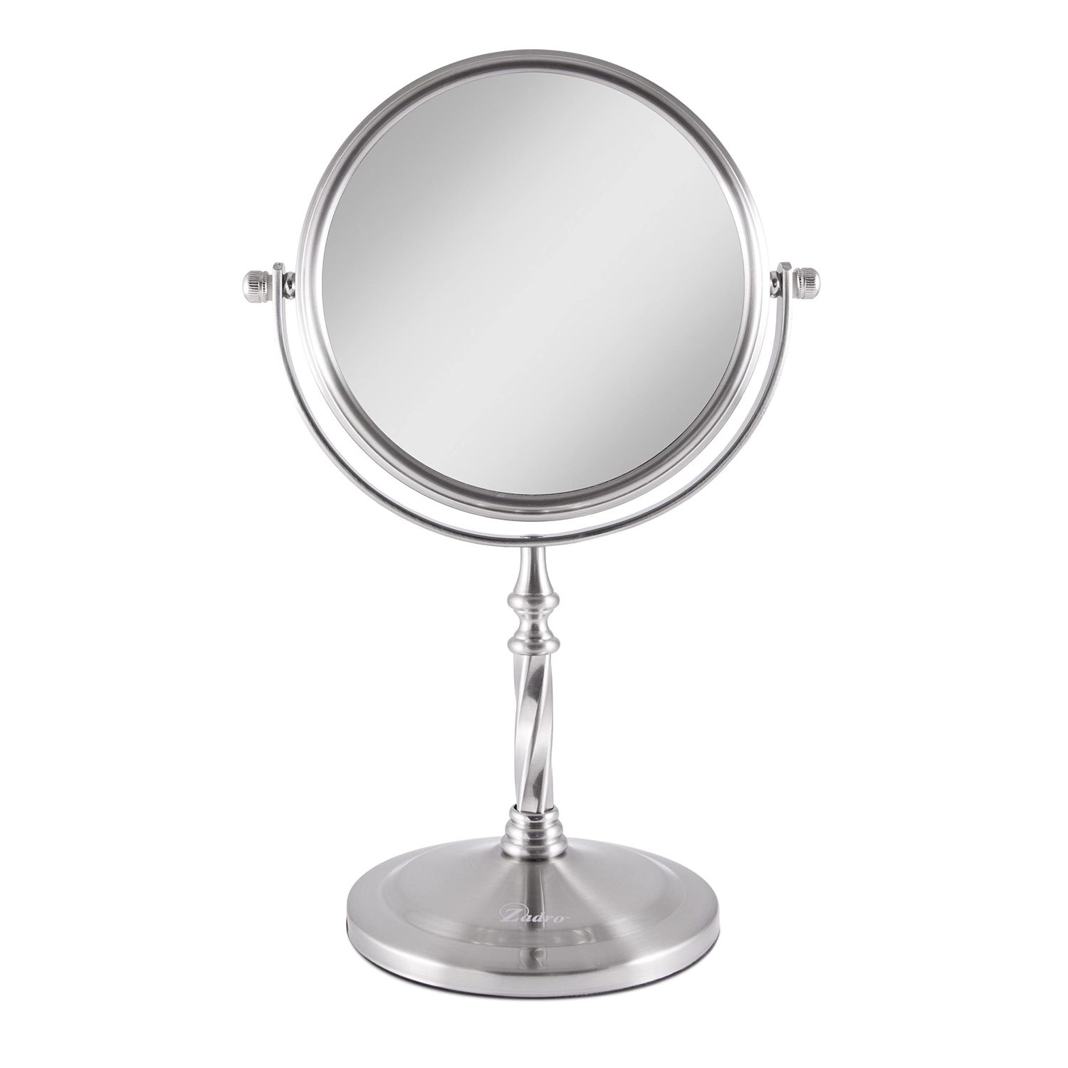 Zadro 7 W x 10&quot; H Round Non-Lighted Makeup Mirror 5X 1X Magnifying Makeup Mirrors Rotating Head Makeup Mirror for Desk