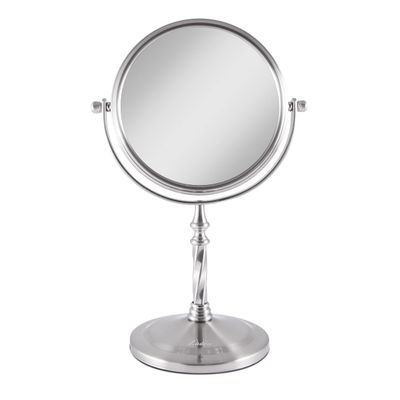 Zadro 7 W x 10&quot; H Round Non-Lighted Makeup Mirror 5X 1X Magnifying Makeup Mirrors Rotating Head Makeup Mirror for Desk