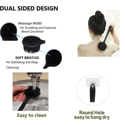 Cinlitek Silicone Body Scrubber, Long Handle Back Scrubber for Shower, Silicone Body Brush Shower Scrubber For Body, Shower Srush Back Brush Body Exfoliator