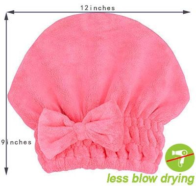 MAYOUTH Microfiber Hair Drying Towels Head wrap with Bow-Knot Shower Cap Hair Turban hairWrap Bath Cap for Curly Long &amp; Wet Hair Gift for Women 2pack