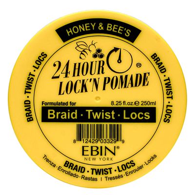 24 HOUR LOCK&#39;N POMADE Braid Formula, Honey &amp; Bees, 8.25 Oz | Great for Braiding, Twisting, Edges, No Residue, No Flaking, Extreme Firm Hold, High Shine, Honey Scented