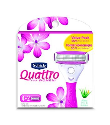 Schick Quattro Womens Ultra Smooth Razor Blade Refills for Women Value Pack, 6 Count (Pack of 1)