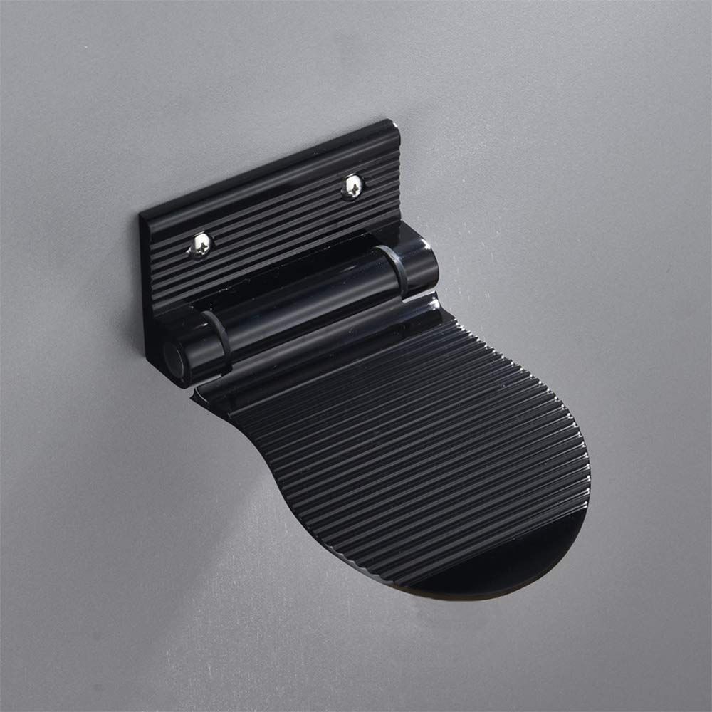 MDPLY Shower Foot Rest for Shaving Legs, Wall Mounted Foot Stool for Shower, Black Metal Folding Foot Stand for Shower, Hotel Bathroom Shower Step for Shaving (Black)