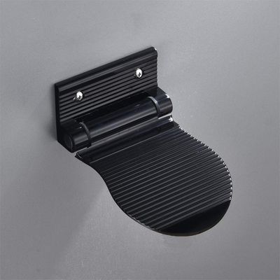 MDPLY Shower Foot Rest for Shaving Legs, Wall Mounted Foot Stool for Shower, Black Metal Folding Foot Stand for Shower, Hotel Bathroom Shower Step for Shaving (Black)