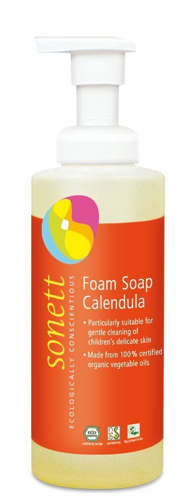 Sonett Organic Foam Soap Calendula for children liquid body care suitable for hands, face and body (1 Count) Certified Organically Grown