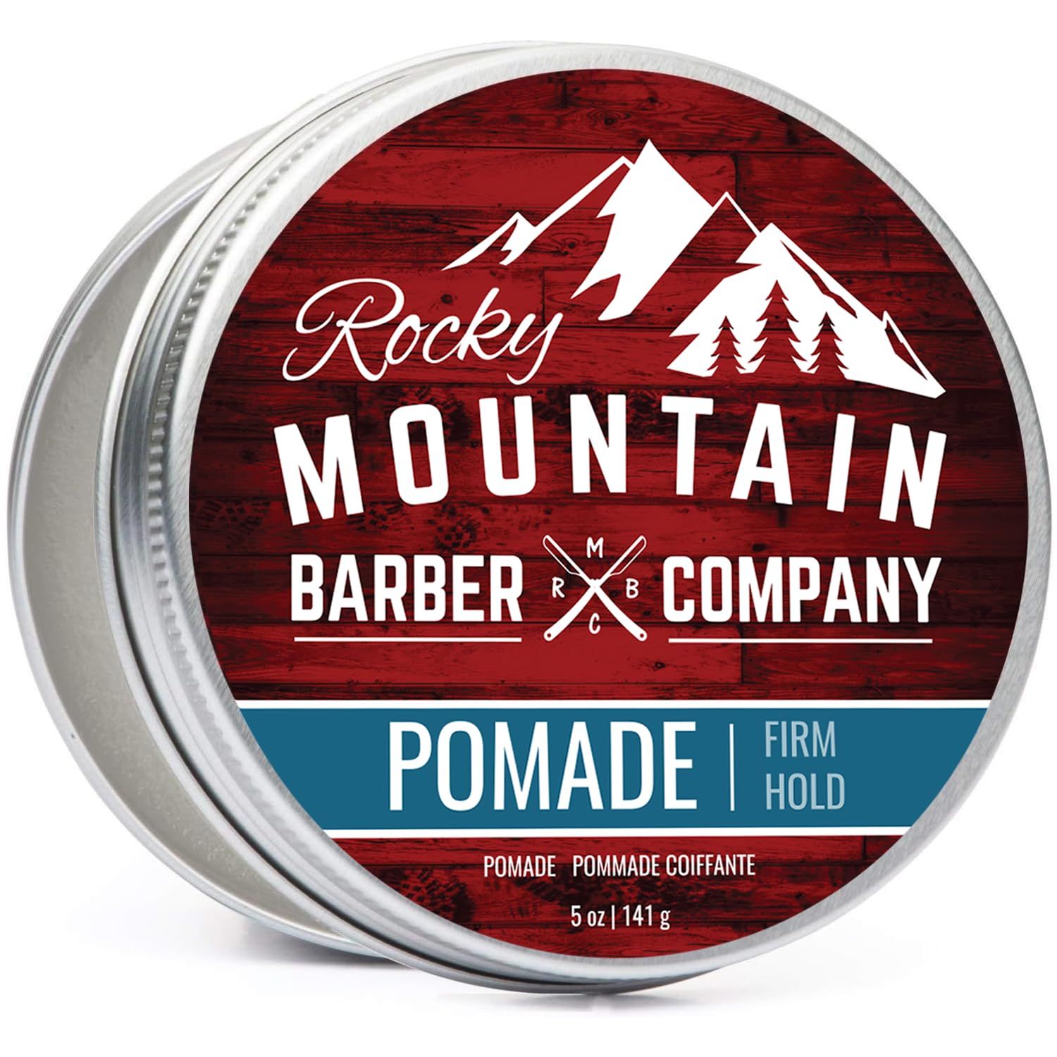 Rocky Mountain Barber Company Pomade for Men - 5 oz Tub Classic Styling Product with Strong Firm Hold for Side Part, Pompadour &amp; Slick Back Looks - High Shine &amp; Easy to Wash Out - Water Based