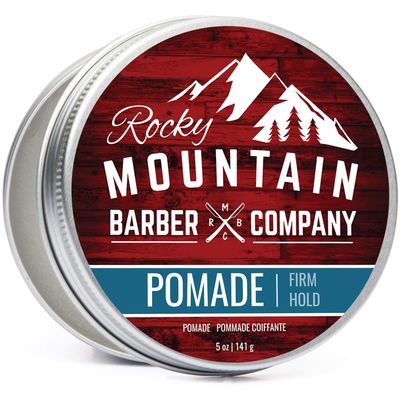 Rocky Mountain Barber Company Pomade for Men - 5 oz Tub Classic Styling Product with Strong Firm Hold for Side Part, Pompadour &amp; Slick Back Looks - High Shine &amp; Easy to Wash Out - Water Based