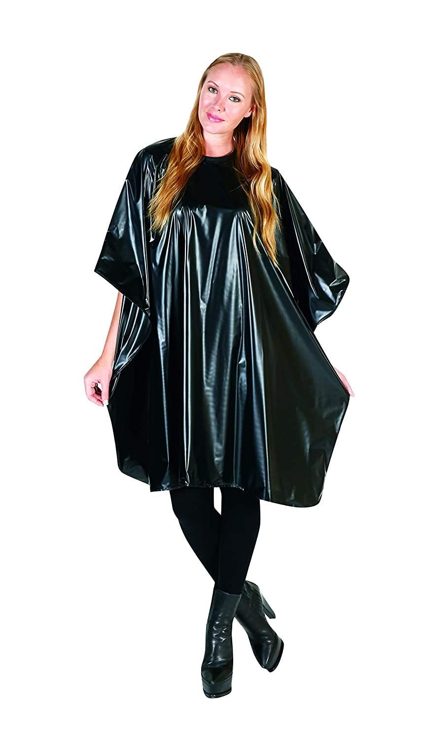 Betty Dain Jumbo Shampoo Cape, 45&quot; W x 54&quot; L, Waterproof and Stain-resistant Vinyl, Soft Nylon Neckband, Touch-and-close Fastener, Machine Washable, Black