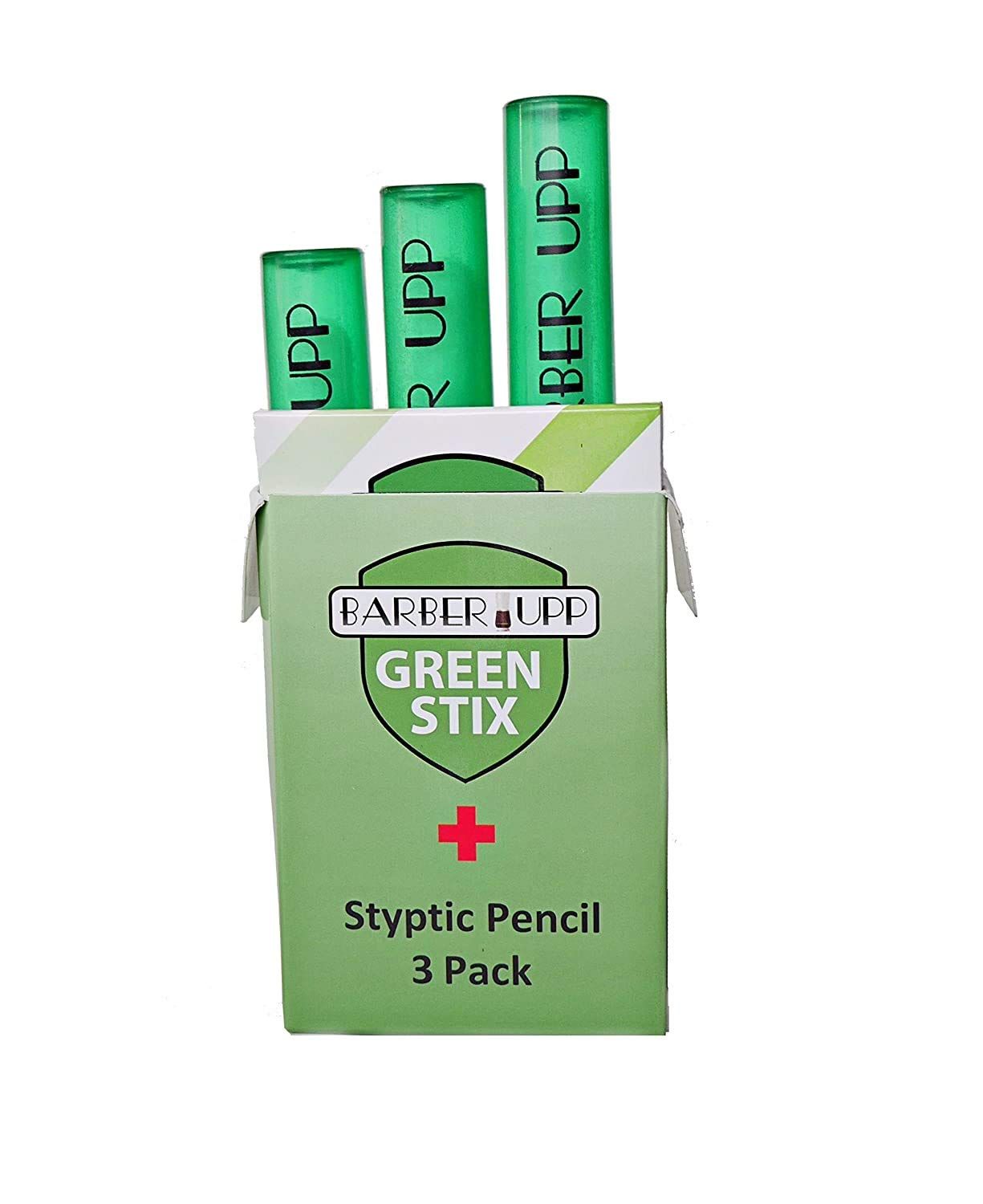 BarberUpp Green Stix + Styptic Pencil Set - Aluminum Sulfate Anti-Bleed Accessories for Shaving Nicks, Razor Cuts, Canker Sore - Block &amp; Stop Bleeding Fast - For Men &amp; Women, 3 Pencils &amp; 20 Sticks