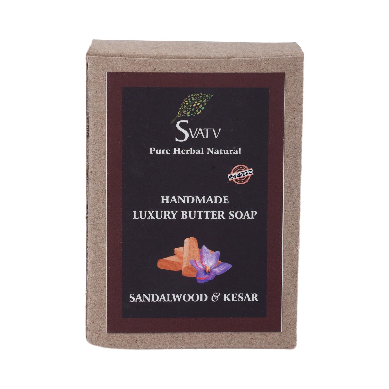 SVATV Handcrafted Soap with natural, soothing herbs of SANDALWOOD &amp; KESAR (Saffron) Traditional Ayurvedic Herbal Soap for all skin type - 125g