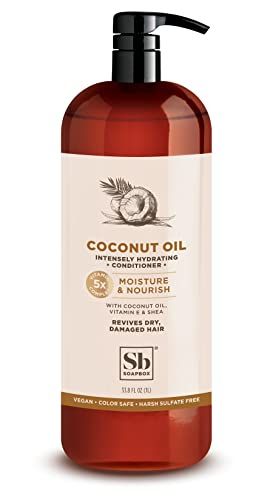 Soapbox Coconut Oil Conditioner, Sulfate &amp; Paraben Free, Silicone Free, Color Safe, and Vegan Hair Conditioner (33.8 Ounces)