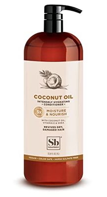Soapbox Coconut Oil Conditioner, Sulfate &amp; Paraben Free, Silicone Free, Color Safe, and Vegan Hair Conditioner (33.8 Ounces)