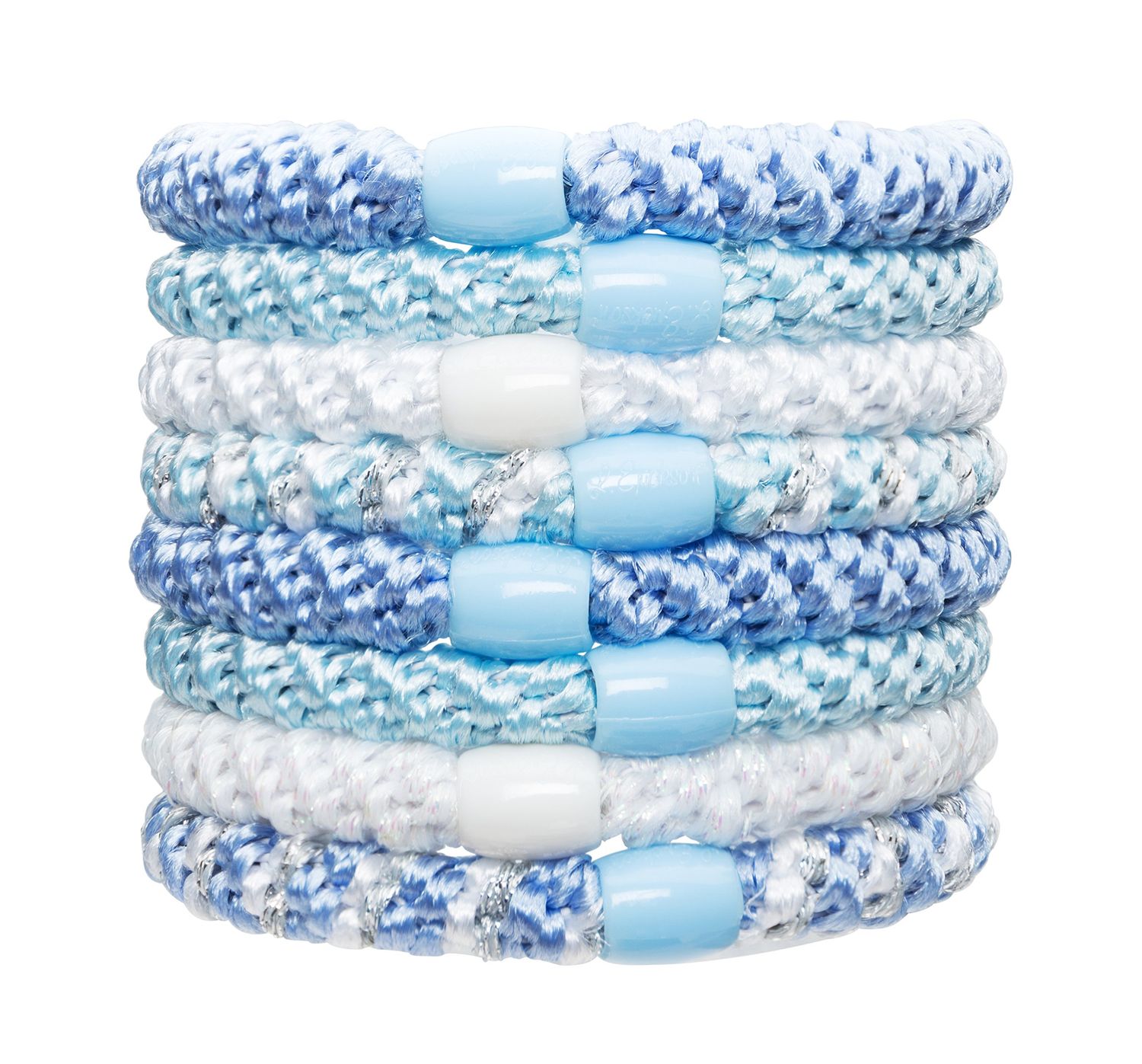 L. Erickson Grab &amp; Go Pony - Caribbean - 8 Pack Ponytail Holder Hair Ties - Blue Mix