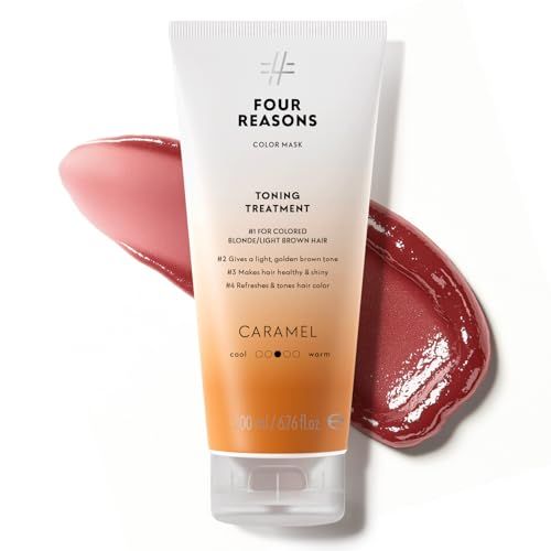 Four Reasons Color Mask - Caramel - (27 Colors) Toning Treatment, Color Depositing Conditioner, Tone &amp; Enhance Color-Treated Hair - Semi Permanent Hair Dye, Vegan and Cruelty-Free, 6.76 fl oz