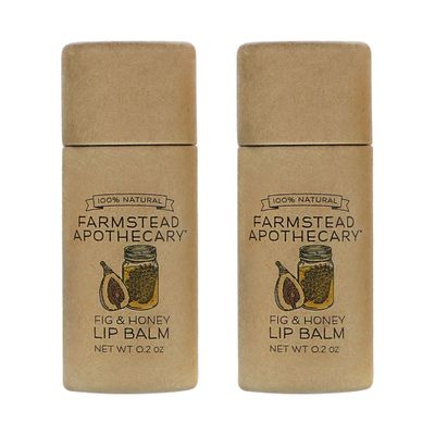 Farmstead Apothecary 100% Natural Lip Balm with Organic Beeswax, Organic Shea Butter &amp; Organic Coconut Oil, Fig &amp; Honey 0.2oz (Pack of 2)