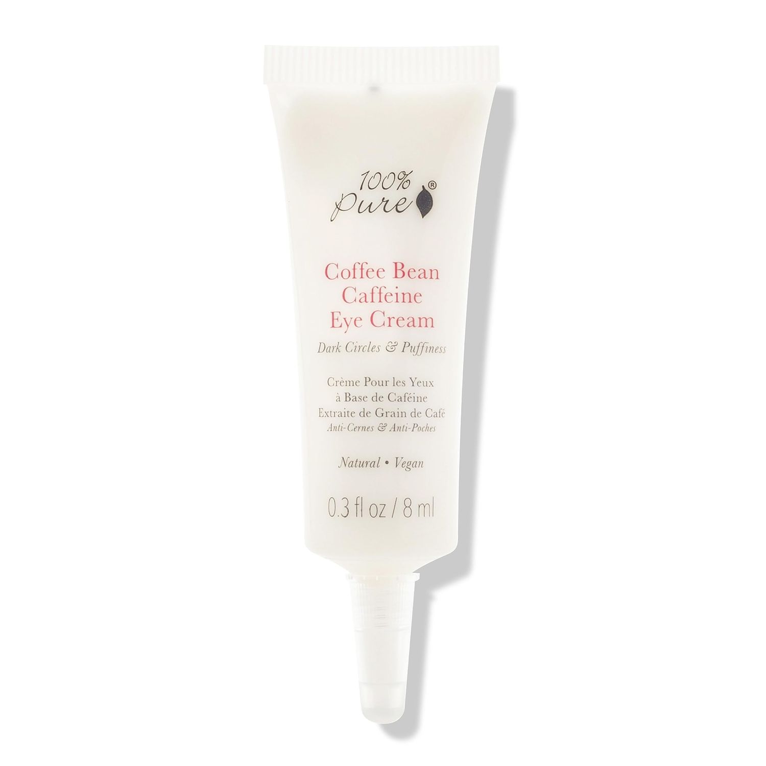 100% PURE Coffee Bean Caffeine Eye Cream Refresh &amp; Hydrate Under Eye Treatment Reduce Puffiness, Dark Circles, Wrinkles with Green Tea, Rose Hip, Vitamin E - Youthful Vibrant Eyes - Vegan - .3 oz