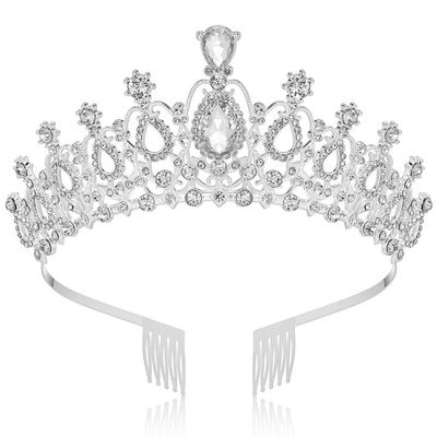 Makone Crowns for Women, Silver Princess Crown, Crystal Crown for Bridal, Wedding, Pageant, Birthday, Party