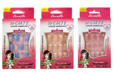 Beautia 3pack 72Tips So Cute Artificial False Fake Junior Nail With Glue For Kids (22113/22013/22111)