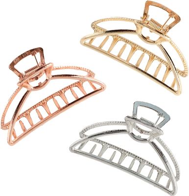 VinBee Metal Hair Clips for Women Hair Claw Clips Medium for Thick Hair 3 Pack (Silver + Gold + Rose Gold)