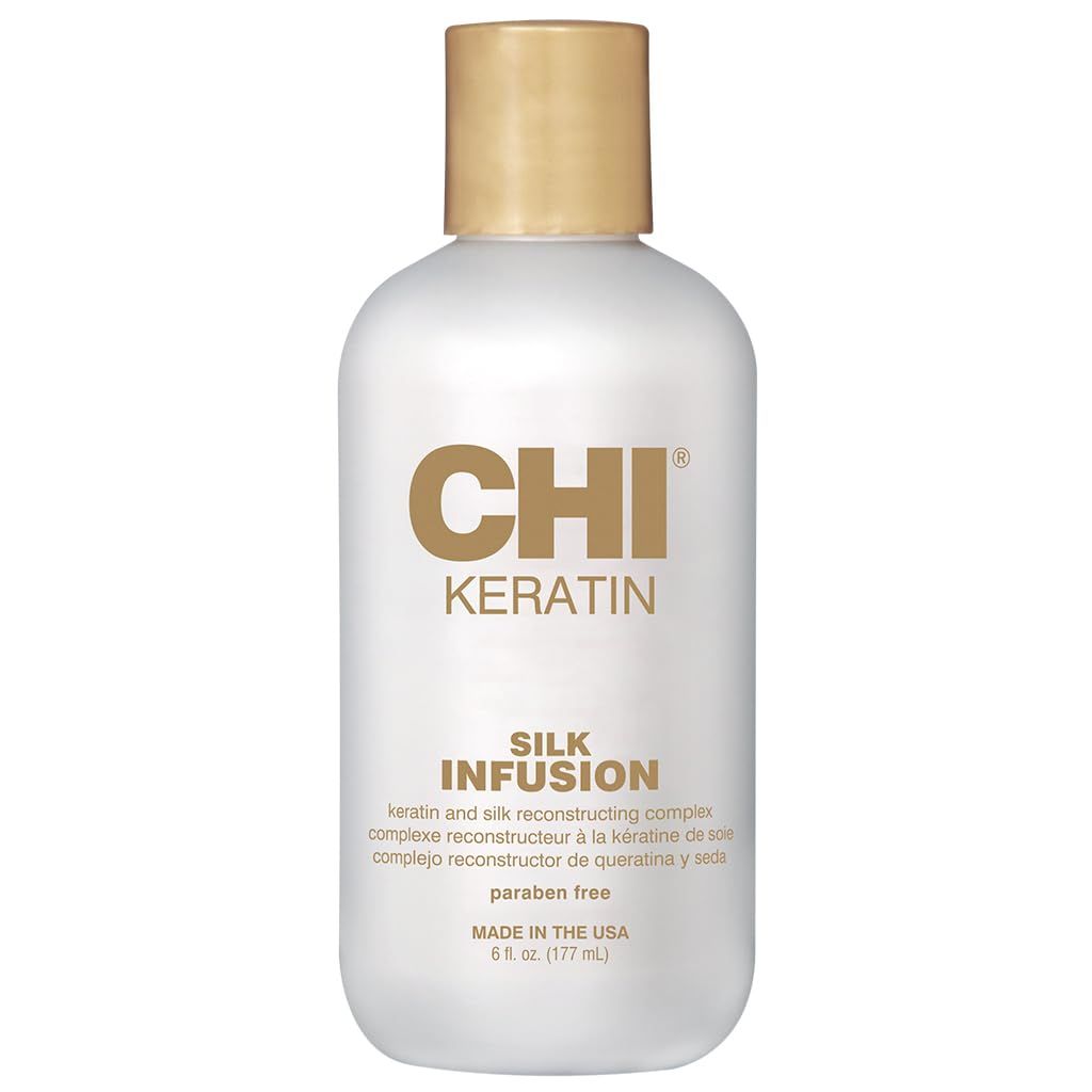 CHI Keratin Silk Infusion, Hydrating Hair Serum For Restoring Softness &amp; Shine, Helps Dry, Damaged Hair, Sulfate-free, 6 Oz