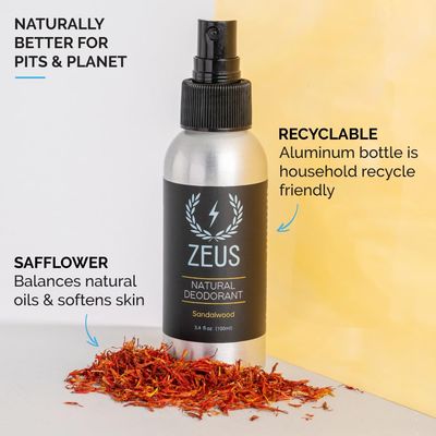 ZEUS Natural Deodorant Body Spray, Aluminum Free for All Skin Types, Vegan Friendly, MADE IN USA (Verbena Lime)