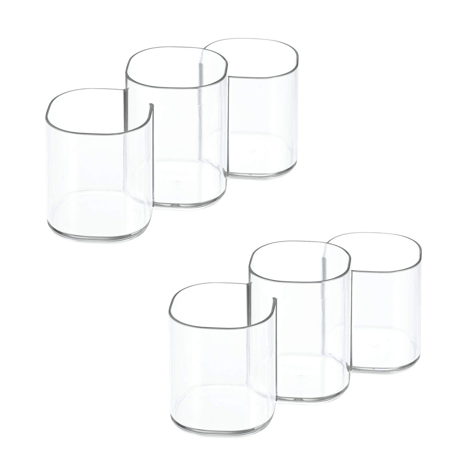 iDesign 30720M2 Clarity Plastic Divided Vanity, Multi-Level Bathroom Accessory Organization, Trio Cup - Set of 2, 2 Count
