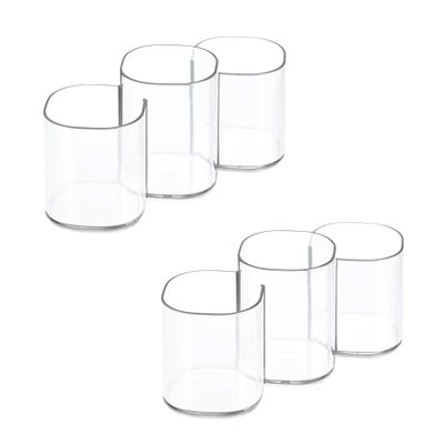 iDesign 30720M2 Clarity Plastic Divided Vanity, Multi-Level Bathroom Accessory Organization, Trio Cup - Set of 2, 2 Count
